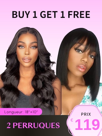 Combo Vente Unice V Part Body Wave Perruque 18 Pouces et 10 Pouces Bob Perruque
