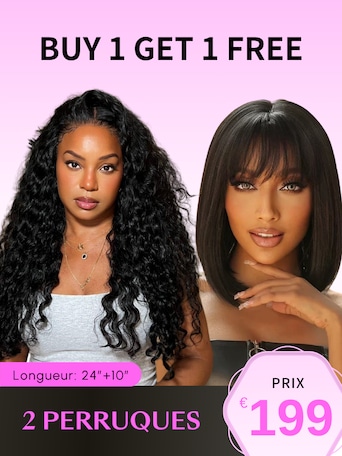 Combo Vente 24 Pouces Bye Bye Knots Perruque Water Wave Avec Cordon & 10 Pouces Bob Perruque