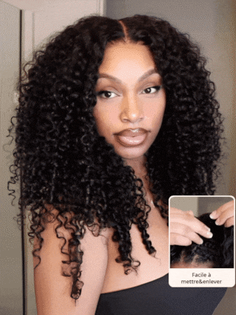 Flash Vente UNice EasiContour™ V Part Bouclé Perruque avec Pointes Enroulées à la Main