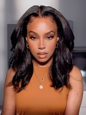 Flash Vente V Part Perruque Kinky Lisse Yaki Perruque Naturel Noire Couleur Perruque Sans Colle Brézilien Cheveux